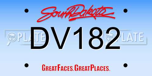 DV182 South Dakota License Plate