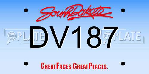 DV187 South Dakota License Plate