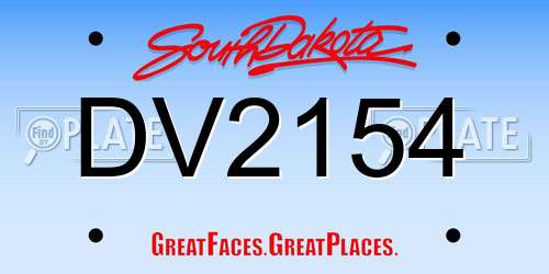 DV2154 South Dakota License Plate