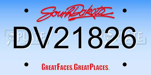 DV21826 South Dakota License Plate