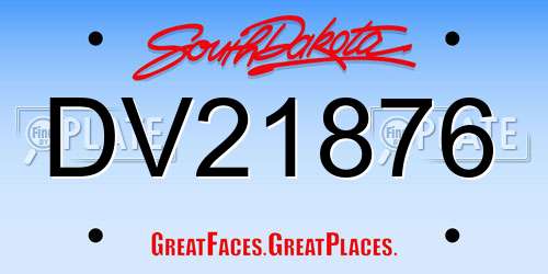 DV21876 South Dakota License Plate