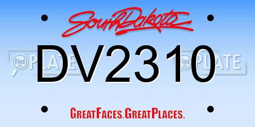 DV2310 South Dakota License Plate