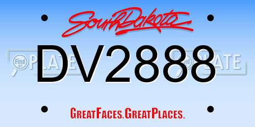 DV2888 South Dakota License Plate