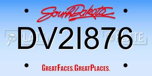 DV2I876 South Dakota License Plate