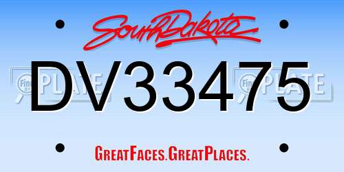 DV33475 South Dakota License Plate