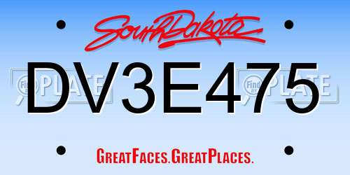 DV3E475 South Dakota License Plate