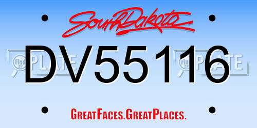DV55116 South Dakota License Plate