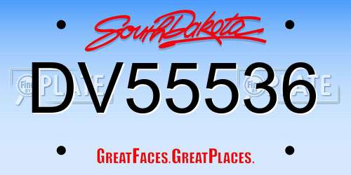 DV55536 South Dakota License Plate