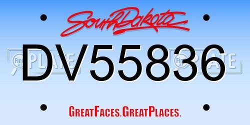 DV55836 South Dakota License Plate