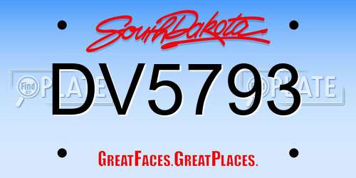 DV5793 South Dakota License Plate