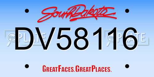 DV58116 South Dakota License Plate