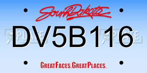 DV5B116 South Dakota License Plate
