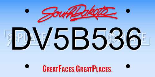DV5B536 South Dakota License Plate