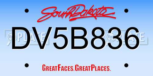 DV5B836 South Dakota License Plate
