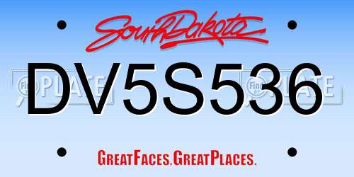 DV5S536 South Dakota License Plate