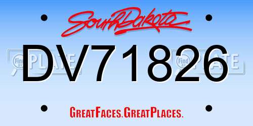 DV71826 South Dakota License Plate