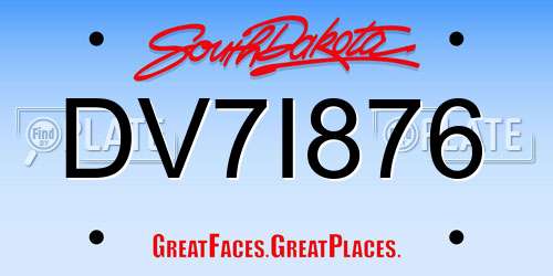 DV7I876 South Dakota License Plate