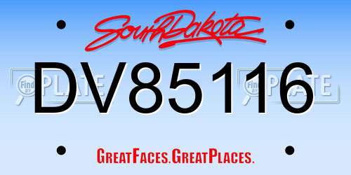 DV85116 South Dakota License Plate
