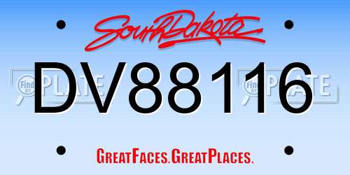 DV88116 South Dakota License Plate