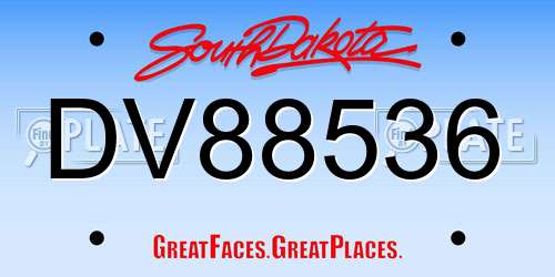 DV88536 South Dakota License Plate