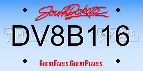 DV8B116 South Dakota License Plate
