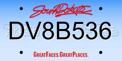 DV8B536 South Dakota License Plate