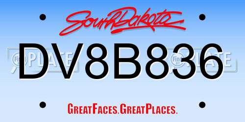 DV8B836 South Dakota License Plate