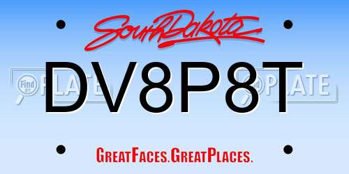 DV8P8T South Dakota License Plate
