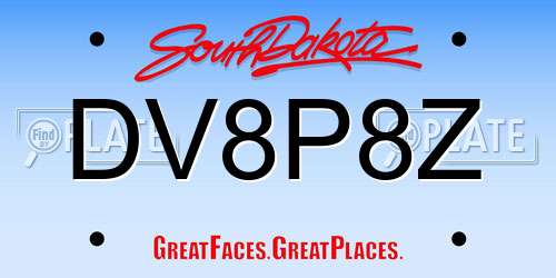 DV8P8Z South Dakota License Plate