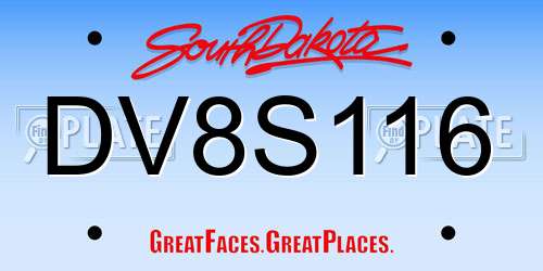 DV8S116 South Dakota License Plate