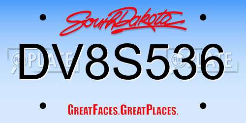 DV8S536 South Dakota License Plate