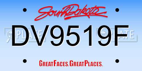 DV9519F South Dakota License Plate
