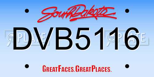 DVB5116 South Dakota License Plate