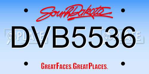 DVB5536 South Dakota License Plate