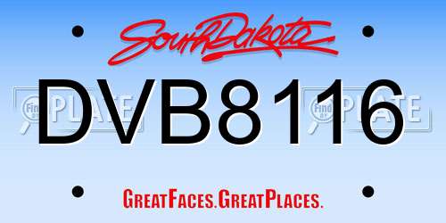 DVB8116 South Dakota License Plate