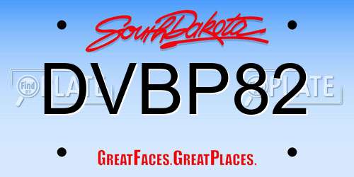 DVBP82 South Dakota License Plate