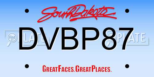 DVBP87 South Dakota License Plate