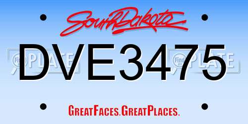 DVE3475 South Dakota License Plate