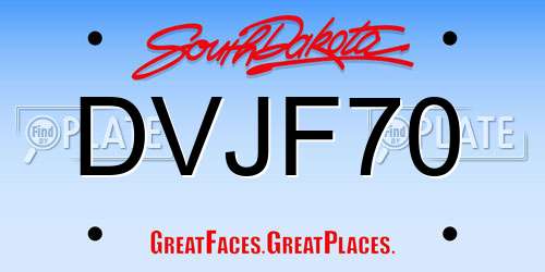 DVJF70 South Dakota License Plate
