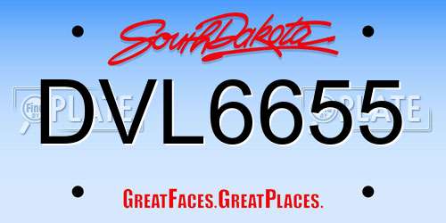 DVL6655 South Dakota License Plate
