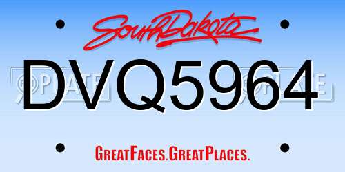 DVQ5964 South Dakota License Plate