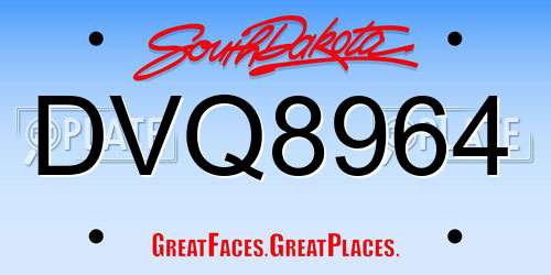 DVQ8964 South Dakota License Plate
