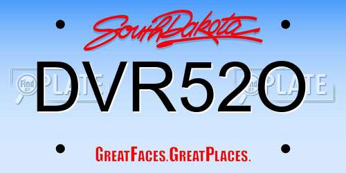 DVR52O South Dakota License Plate