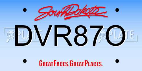 DVR87O South Dakota License Plate