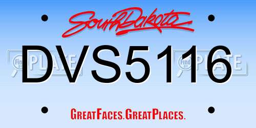 DVS5116 South Dakota License Plate