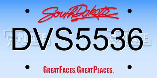 DVS5536 South Dakota License Plate