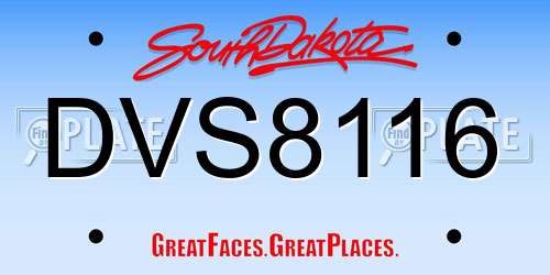 DVS8116 South Dakota License Plate