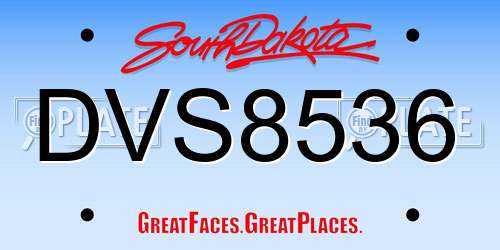 DVS8536 South Dakota License Plate