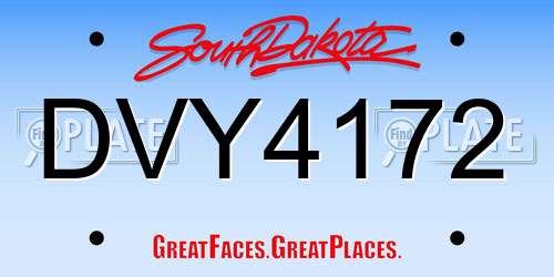 DVY4172 South Dakota License Plate