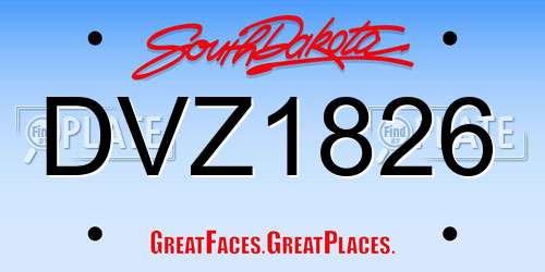 DVZ1826 South Dakota License Plate